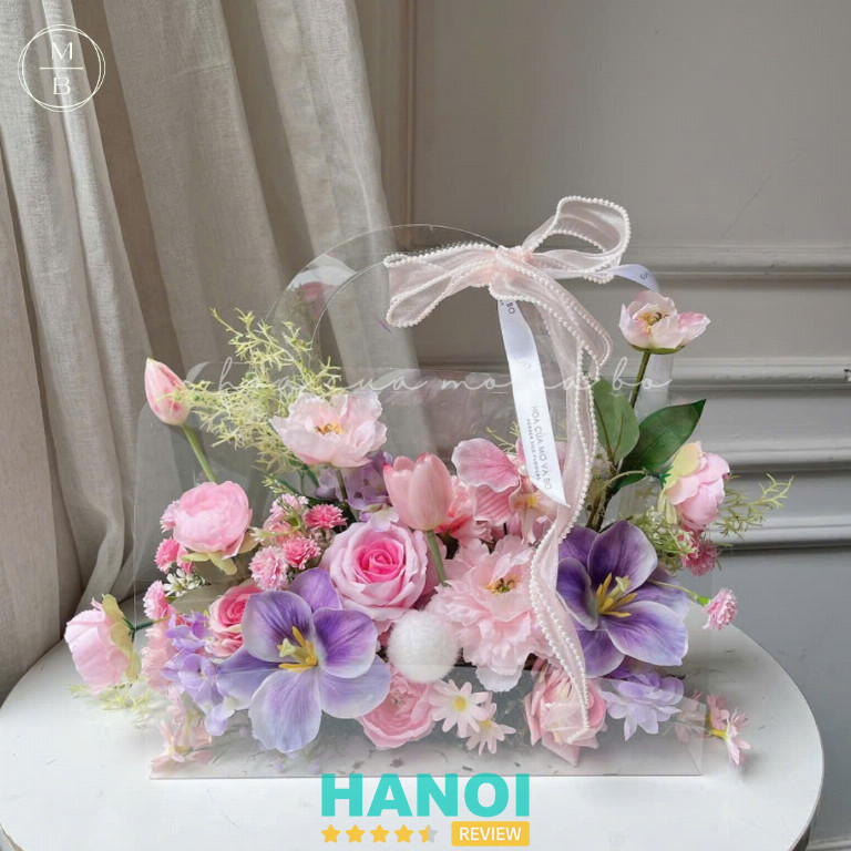 Chậu hoa lụa handmade từ Hoa của Mơ và Bơ 