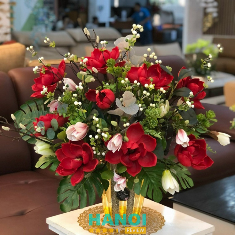 Chậu hoa lụa cao cấp Overa 
