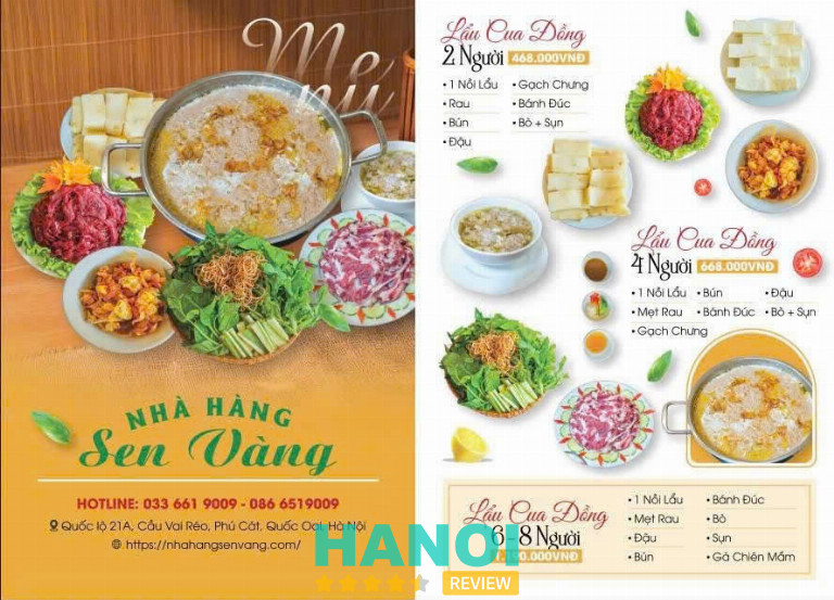 NHÀ HÀNG SEN VÀNG LẨU CUA ĐỒNG HOÀ LẠC tại Hà Nội