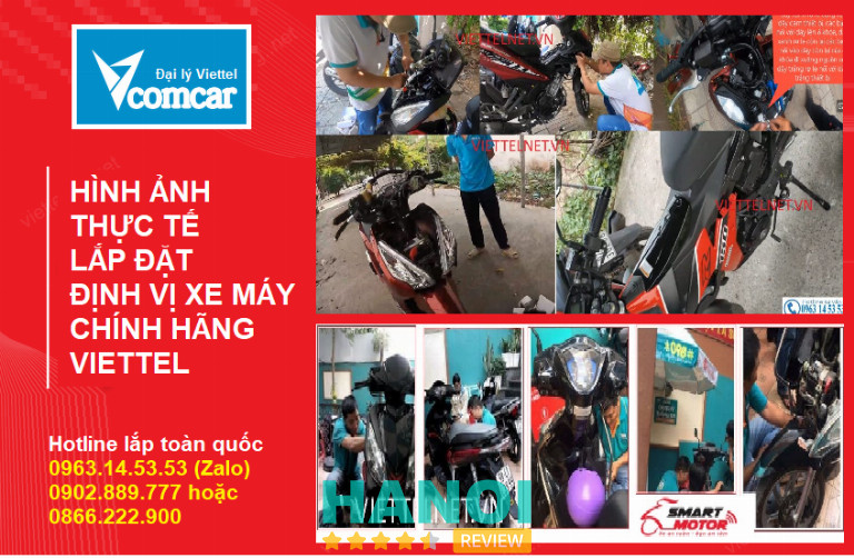 Lắp định vị xe máy Viettel chính hãng, chọn Vcomcar 