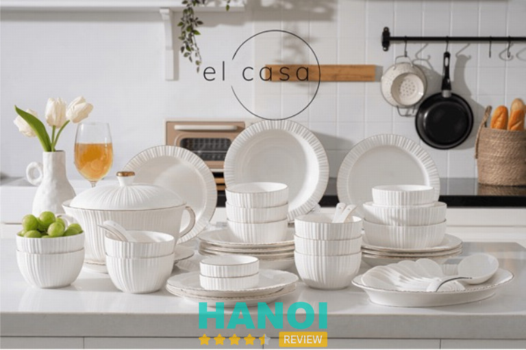 Bộ bát đĩa sứ xương cao cấp El Casa tinh xảo cho không gian bếp hiện đại