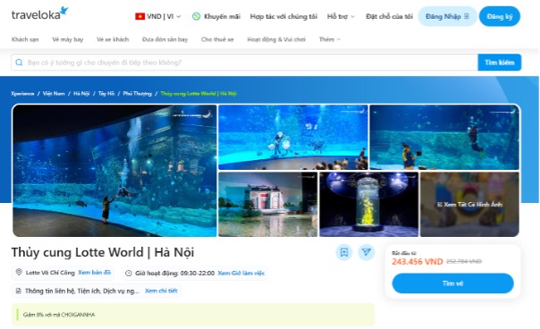 Đặt vé thuỷ cung lotte trên traveloka giá rẻ