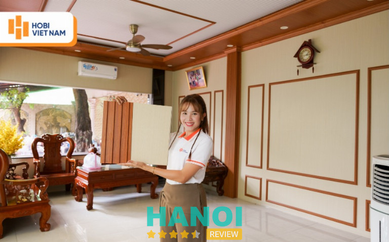 Tấm ốp tường than tre HobiWood, tấm ốp lam sóng trong phòng khách
